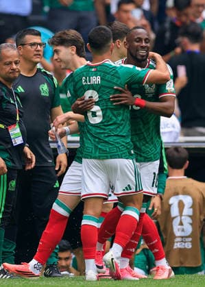 FIFA World Cup, WM, Weltmeisterschaft, Fussball 2026 FIFA WORLD CUP 2026 MEXICO VS SOUTH AFRICA 11062026 MEXICO CITY, MEXICO. Action photo of Erik Lira (6) and Julian Quinones (16) of the Mexico national team, Nationalteam celebrating a goal scored against South Africa, during the opening game of the FIFA World Cup 2026, held at the Estadio Ciudad de Mexico of Mexico City. Foto de accion de Erik Lira (6) y Julian Quinones (16) de la Seleccion Nacional de Mexico, celebrando en contra de Sudafrica, durante el juego inaugural de la Copa del Mundo 2026 de la FIFA, celebrado en el Estadio Ciudad de Mexico de la Ciudad de MÃ xico. PHOTO BY IMAGENSHOP AGENCIA FOTOGRAFICA MEXICO CITY MEXICO CITY MEXICO