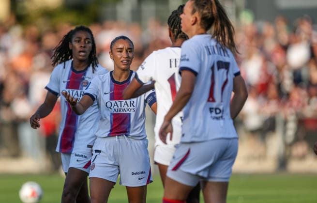 GER, Frankfurt, Eintracht Frankfurt vs Paris Saint-Germain, UEFA Womens Champions League, Fussball, UEFA, Spielzeit 2026 2027, Stadion am Brentanobad, 3. Quali-Runde, Hinspiel im Bild v.l.: DFB DFL REGULATIONS PROHIBIT ANY USE OF PHOTOGRAPHS AS IMAGE SEQUENCES AND OR QUASI-VIDEO, 26.08.2026 Copyright: HMBxMedia HendrikxHamelau