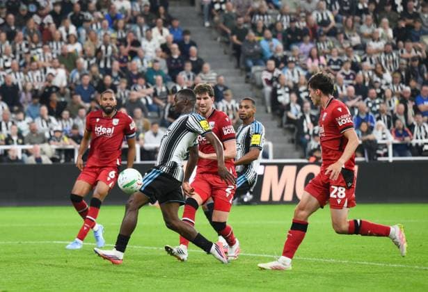 Bazoumana Toure of Newcastle United scores their first goal Newcastle United v West Bromwich Albion, EFL Carabao Cup, Second Round, Football, St James Park, Newcastle, UK - 26 Aug 2026Newcastle St James Park United Kingdom EDITORIAL USE ONLY No use with unauthorised audio, video, data, fixture lists, club league logos or live services. Online in-match use limited to 120 images, no video emulation. No use in betting, games or single club league player publications. Copyright: xRichardxLee Shutterstockx 17115059an