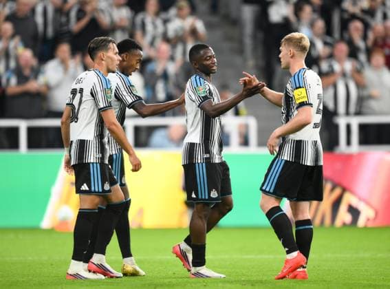 Bazoumana Toure of Newcastle United celebrates scoring their first goal Newcastle United v West Bromwich Albion, EFL Carabao Cup, Second Round, Football, St James Park, Newcastle, UK - 26 Aug 2026Newcastle St James Park United Kingdom EDITORIAL USE ONLY No use with unauthorised audio, video, data, fixture lists, club league logos or live services. Online in-match use limited to 120 images, no video emulation. No use in betting, games or single club league player publications. Copyright: xRichardxLee Shutterstockx 17115059ap