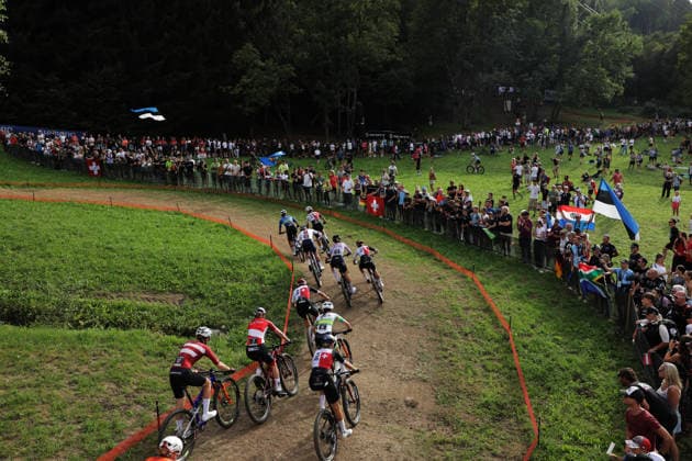 2026 UCI Mountain Bike World Championships Picture by Alex Whitehead SWpix.com - 27 08 2026 - Cycling - 2026 UCI Mountain Bike World Championships - Val di Sole, Trentino, Italy - Cross-country Short Track (XCO) - Women Elite - Savilia Blunk (USA), Sina Frei (Switzerland), Evie Richards (Great Britain), Ronja Blochlinger (Switzerland), Jenny Rissveds (Sweden), Alessandra Keller (Switzerland), Rebecca Henderson (Australia), Nicole Koller (Switzerland), Laura Stigger (Austria), Sofie Pedersen (Denmark) Copyright: x xSWpix.comx(t axPhotographyxHubxLtd)xAlexxWhitehead SWpix.comx SWP-3030-20103