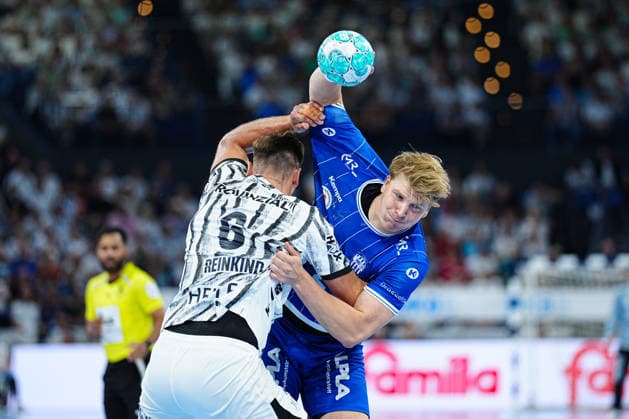 Harald Reinkind (THW Kiel, 06), Lukas Hutecek (TBV Lemgo-Lippe, 02) GER, THW Kiel vs. TBV Lemgo-Lippe, Handball, 1. Bundesliga, Spieltag 1, Saison 2026 2027, 27.08.2026 GER, THW Kiel vs. TBV Lemgo-Lippe, Handball, 1. Bundesliga, Spieltag 1, Saison 2026 2027, 27.08.2026 Kiel Copyright: xEibner-Pressefoto MarcelxvonxFehrnx EP_MFN