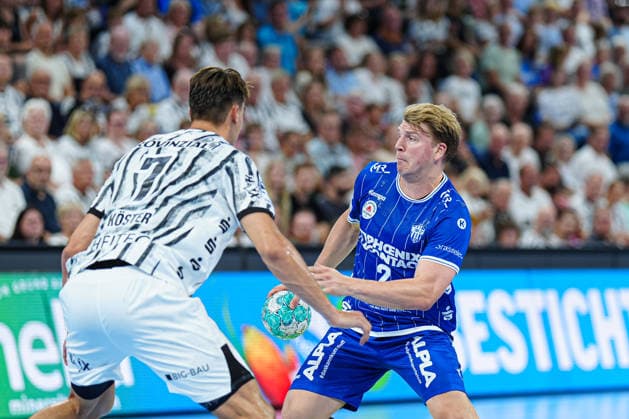 Julian Köster (THW Kiel, 07), Lukas Hutecek (TBV Lemgo-Lippe, 02) GER, THW Kiel vs. TBV Lemgo-Lippe, Handball, 1. Bundesliga, Spieltag 1, Saison 2026 2027, 27.08.2026 GER, THW Kiel vs. TBV Lemgo-Lippe, Handball, 1. Bundesliga, Spieltag 1, Saison 2026 2027, 27.08.2026 Kiel Copyright: xEibner-Pressefoto MarcelxvonxFehrnx EP_MFN