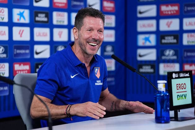 August 28, 2026, Madrid, Madrid, Spain: Diego Pablo Simeone, head coach of Atletico de Madrid, attends his press conference, PK, Pressekonferenz during a training session of Atletico de Madrid ahead the Spanish League, LaLiga EA Sports, match against Sevilla FC at Ciudad Deportiva Wanda Atletico de Madrid on August 28, 2026, in Madrid, Spain. Atletico De Madrid Training Session And Press Conference - Laliga Ea Sports - ZUMAa181 20260828_zaa_a181_076 Copyright: xDennisxAgyemanx