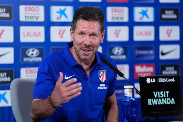 August 28, 2026, Madrid, Madrid, Spain: Diego Pablo Simeone, head coach of Atletico de Madrid, attends his press conference, PK, Pressekonferenz during a training session of Atletico de Madrid ahead the Spanish League, LaLiga EA Sports, match against Sevilla FC at Ciudad Deportiva Wanda Atletico de Madrid on August 28, 2026, in Madrid, Spain. Atletico De Madrid Training Session And Press Conference - Laliga Ea Sports - ZUMAa181 20260828_zaa_a181_080 Copyright: xDennisxAgyemanx