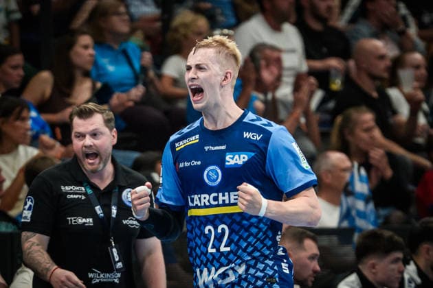 Torben Matzken (TVB Stuttgart, 22) - Jubel, Jubelschrei, Freude, Freudenschrei GER, TVB Stuttgart - Bergischer HC, Opel HBL, Handball, Bundesliga, 1. Spieltag, Spielzeit 2026 2027, 28.08.2026 GER, TVB Stuttgart - Bergischer HC, Opel HBL, Handball, Bundesliga, 1. Spieltag, Spielzeit 2026 2027, 28.08.2026 Stuttgart Copyright: xSandyxDinkelackerx EP_SDR