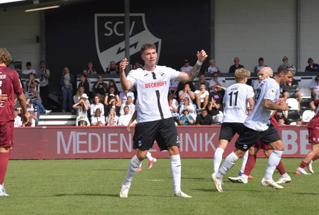 29.08.2026, GER, Fussball, 3.Liga, Saison 2026 2027, 03. Spieltag, Sportclub-Arena, Verl SC Verl - Fortuna Köln 1 : 2 Tim Heike (SC Verl), Aktion, Einzelbild, Quer, Mimik, Gestik, Enttäuscht, Enttäuschung