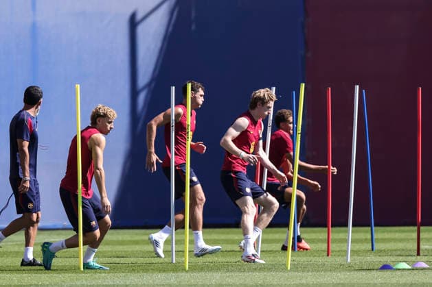 August 30, 2026, Sant Joan Despi, Barcelona, Spain: Fermin Lopez, Andreas Christensen and Anthony Gordon during the training day of FC Barcelona, Barca ahead the Spanish League, Laliga EA Sports, football match against Rayo Vallecano at Ciudad Esportiva Joan Gamper on August 30, 2026 in Sant Joan Despi, Barcelona, Spain. Sant Joan Despi Spain - ZUMAa181 20260830_zaa_a181_003 Copyright: xJavierxBorregox