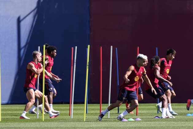 August 30, 2026, Sant Joan Despi, Barcelona, Spain: Dani Olmo and Pedri during the training day of FC Barcelona, Barca ahead the Spanish League, Laliga EA Sports, football match against Rayo Vallecano at Ciudad Esportiva Joan Gamper on August 30, 2026 in Sant Joan Despi, Barcelona, Spain. FC Barcelona Training And press conference, PK, Pressekonferenz - LaLiga EA Sports - ZUMAa181 20260830_zaa_a181_013 Copyright: xJavierxBorregox