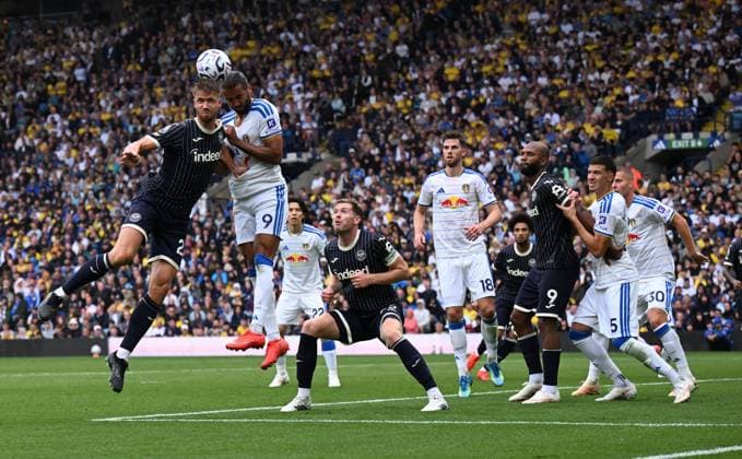 Kristoffer Ajer of Brentford and Dominic Calvert-Lewin of Leeds United Leeds United v Brentford, Premier League Football, Football, Elland Road, Leeds, UK - 30 Aug 2026Leeds Elland Road United Kingdom EDITORIAL USE ONLY No use with unauthorised audio, video, data, fixture lists, club league logos or live services. Online in-match use limited to 120 images, no video emulation. No use in betting, games or single club league player publications. Copyright: xAnnaxGowthorpe Shutterstockx 17119080ax