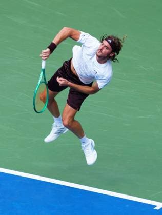 Stefanos Tsitsipas in first round action 2026 US Open, Day Two, USTA Billie Jean King National Tennis Center, New York, USA - 31 Aug 2026New York USTA Billie Jean King National T New York (NY) United States of America EDITORIAL USE ONLY No use with unauthorised audio, video, data, fixture lists, club league logos or live services. Online in-match use limited to 120 images, no video emulation. No use in betting, games or single club league player publications. Copyright: xJavierxGarcia Shutterstockx 17124548j