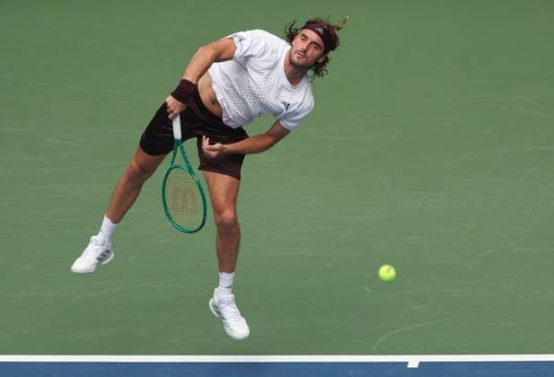 Stefanos Tsitsipas of Greece in action 2026 US Open, Day Two, USTA Billie Jean King National Tennis Center, New York, USA - 31 Aug 2026New York USTA Billie Jean King National T New York (NY) United States of America EDITORIAL USE ONLY No use with unauthorised audio, video, data, fixture lists, club league logos or live services. Online in-match use limited to 120 images, no video emulation. No use in betting, games or single club league player publications. Copyright: xEllaxLing Shutterstockx 17124549y