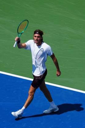 Stefanos Tsitsipas celebrates 2026 US Open, Day Two, USTA Billie Jean King National Tennis Center, New York, USA - 31 Aug 2026New York USTA Billie Jean King National T New York (NY) United States of America EDITORIAL USE ONLY No use with unauthorised audio, video, data, fixture lists, club league logos or live services. Online in-match use limited to 120 images, no video emulation. No use in betting, games or single club league player publications. Copyright: xJavierxGarcia Shutterstockx 17124548t