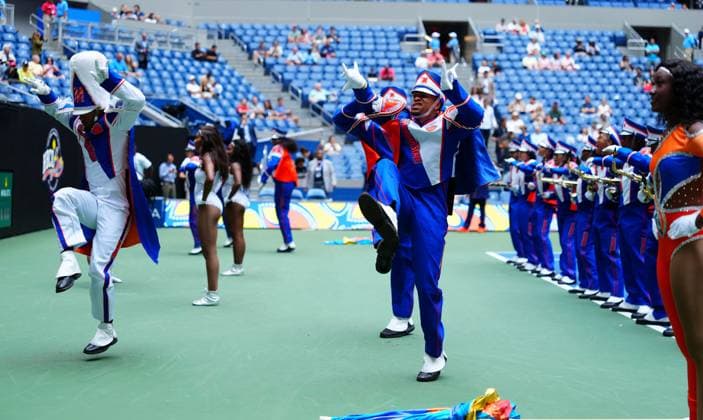 The Morgan State University marching band entertains fans on Arthur Ashe Court before play 2026 US Open, Day Four, USTA Billie Jean King National Tennis Center, New York, USA - 02 Sep 2026New York USTA Billie Jean King National T New York (NY) United States of America EDITORIAL USE ONLY No use with unauthorised audio, video, data, fixture lists, club league logos or live services. Online in-match use limited to 120 images, no video emulation. No use in betting, games or single club league player publications. Copyright: xJavierxGarcia Shutterstockx 17124553h