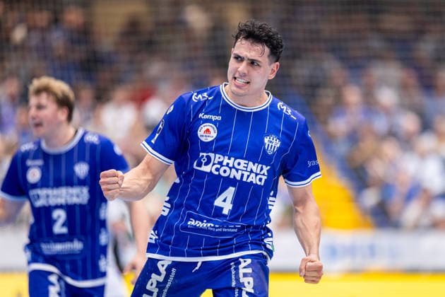 Samuel Zehnder (TBV Lemgo Lippe, 04) jubelt ueber einen Torerfolg GER, TBV Lemgo Lippe vs. HSG Wetzlar, Handball, 1. Bundesliga, 2. Spieltag, Spielzeit 2026 2027, 03.09.2026 GER, TBV Lemgo Lippe vs. HSG Wetzlar, Handball, 1. Bundesliga, 2. Spieltag, Spielzeit 2026 2027, 03.09.2026 Lemgo Copyright: xEibner-Pressefoto JanxRollingerx EP_JSK
