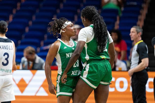 Ezinne Kalu (Nigeria, 23) jubelt Jubel mit Rita Igbokwe (Nigeria, 32), GER, Korea vs. Nigeria, Basketball, FIBA Women s World Cup 2026, Gruppenphase, Spieltag 1, 04.09.2026 GER, Korea vs. Nigeria, Basketball, FIBA Women s World Cup 2026, Spieltag 1, 04.09.2026 Berlin Copyright: xEibner-Pressefoto MaxxVincenx EP_MVN