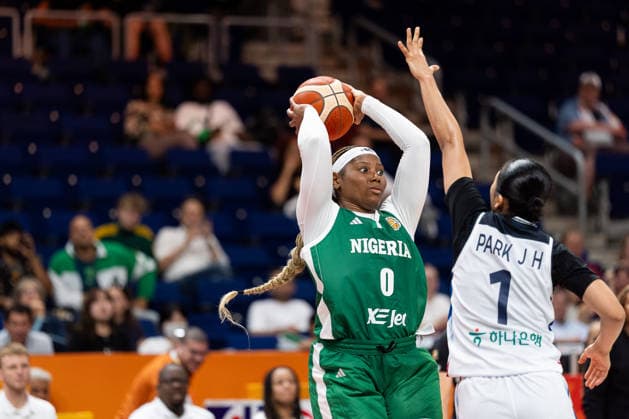 Amy Okonkwo (Nigeria, 00) beim Wurf, Jihyun Park (Korea, 01), GER, Korea vs. Nigeria, Basketball, FIBA Women s World Cup 2026, Gruppenphase, Spieltag 1, 04.09.2026 GER, Korea vs. Nigeria, Basketball, FIBA Women s World Cup 2026, Spieltag 1, 04.09.2026 Berlin Copyright: xEibner-Pressefoto MaxxVincenx EP_MVN