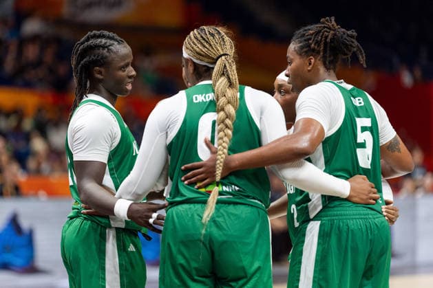 nigerianische Mannschaft beim Huddle, Amy Okonkwo (Nigeria, 00), Jordan Obi (Nigeria, 05), GER, Korea vs. Nigeria, Basketball, FIBA Women s World Cup 2026, Gruppenphase, Spieltag 1, 04.09.2026 GER, Korea vs. Nigeria, Basketball, FIBA Women s World Cup 2026, Spieltag 1, 04.09.2026 Berlin Copyright: xEibner-Pressefoto MaxxVincenx EP_MVN