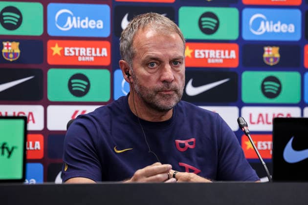September 5, 2026, Sant Joan Despi, Barcelona, Spain: Hansi Flick, head coach of FC Barcelona, Barca attends his press conference, PK, Pressekonferenz during the training day of FC Barcelona ahead the Spanish League, LaLiga EA Sports, football match against Valencia CF at Ciudad Esportiva Joan Gamper on September 05, 2026 in Sant Joan Despi, Barcelona, Spain. FC Barcelona Training And Press Conference - LaLiga EA Sports - ZUMAa181 20260905_zaa_a181_034 Copyright: xJavierxBorregox