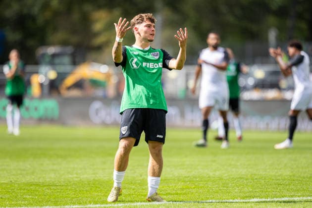 Marvin Schulz (SC Preussen Muenster, 30) aergert sich und gestikuliert GER, SC Preussen Muenster vs. TSV Havelse, Fussball, 3. Liga, 4. Spieltag, Spielzeit 2026 2027, 05.09.2026 DFL Regulations prohibit any use of photographers as image sequences and or quasi-video. GER, SC Preussen Muenster vs. TSV Havelse, Fussball, 3. Liga, 4. Spieltag, Spielzeit 2026 2027, 05.09.2026 Muenster Copyright: xEibner-Pressefoto JanxRollingerx EP_JSK