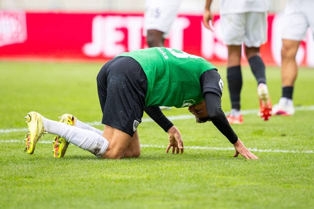 Felix Higl (SC Preussen Muenster, 33) aergert sich GER, SC Preussen Muenster vs. TSV Havelse, Fussball, 3. Liga, 4. Spieltag, Spielzeit 2026 2027, 05.09.2026 DFL Regulations prohibit any use of photographers as image sequences and or quasi-video. GER, SC Preussen Muenster vs. TSV Havelse, Fussball, 3. Liga, 4. Spieltag, Spielzeit 2026 2027, 05.09.2026 Muenster Copyright: xEibner-Pressefoto JanxRollingerx EP_JSK
