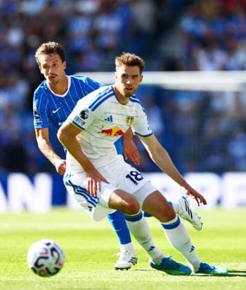 Olivier Boscagli of Brighton and Hove Albion and Anton Stach of Leeds United. Brighton and Hove Albion v Leeds United, Premier League Football, Football, American Express Community Stadium, Brighton, UK - 05 Sep 2026Brighton American Express Community Stadi United Kingdom EDITORIAL USE ONLY No use with unauthorised audio, video, data, fixture lists, club league logos or live services. Online in-match use limited to 120 images, no video emulation. No use in betting, games or single club league player publications. Copyright: xJamesxMarsh Shutterstockx 17134973af