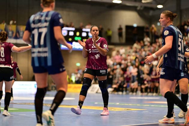 Handball I Frauen I Saison 2026-2027 I Bundesliga I 2. Spieltag I Buxtehuder SV - HC Leipzig I 05.09.2026 Einzelfoto, Freisteller, Einzelbild, Cut-out, isoliertes Motiv, Sportaufnahme, Nahaufnahme, freigestellt, freigestellte Aufnahme, Aufnahme, Einzeln: Sharleen Juliette Greschner (20, HC Leipzig) Buxtehude Halle Nord (Neu) Niedersachsen Deutschland Copyright: xLobeca FelixxWeißbergx