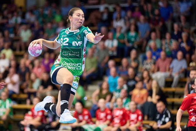 Sprungwurf Haruno Sasaki (Frisch Auf Goeppingen, 32) FRISCH AUF Goeppingen vs. BSV Sachsen Zwickau, Handball, ALSCO Handball Bundesliga Frauen, 2. Spieltag, Spielzeit 2026 2027, 05.09.2026 FRISCH AUF Goeppingen vs. BSV Sachsen Zwickau, Handball, ALSCO Handball Bundesliga Frauen, 2. Spieltag, Spielzeit 2026 2027, 05.09.2026 Goeppingen Copyright: xEibner-Pressefoto GeraldxOelze-dexStoppanyx EP_ODS