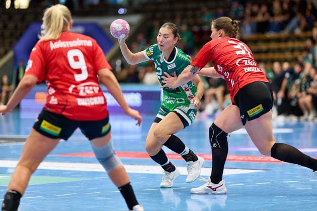 Lilja Agustsdottir (BSV Sachsen Zwickau, 09), Haruno Sasaki (Frisch Auf Goeppingen, 32), Victoria Hasselbusch (BSV Sachsen Zwickau, 31) FRISCH AUF Goeppingen vs. BSV Sachsen Zwickau, Handball, ALSCO Handball Bundesliga Frauen, 2. Spieltag, Spielzeit 2026 2027, 05.09.2026 FRISCH AUF Goeppingen vs. BSV Sachsen Zwickau, Handball, ALSCO Handball Bundesliga Frauen, 2. Spieltag, Spielzeit 2026 2027, 05.09.2026 Goeppingen Copyright: xEibner-Pressefoto GeraldxOelze-dexStoppanyx EP_ODS