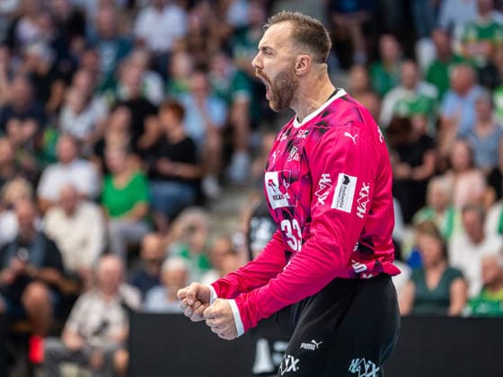 Andreas Wolff (THW Kiel, 33) jubelt lautstark, Frisch Auf Goeppingen vs. THW Kiel, Handball, 1. Bundesliga, Herren, Spielzeit 2026 2027, 06.09.2026, Frisch Auf Goeppingen vs. THW Kiel, Handball, 1. Bundesliga, Herren, Spielzeit 2026 2027, 06.09.2026 Goeppingen Copyright: xEibner-Pressefoto MichaelxSchmidx EP_MST