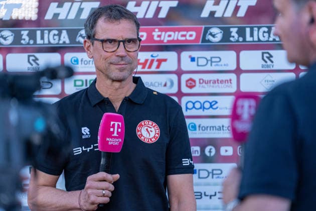 Matthias Mink (Fortuna Koeln, Trainer) beim Magenta Interview Fortuna Köln vs. Fortuna Düsseldorf, Fussball, 3.Liga, 04.Spieltag, Saison 2026 27, 06.09.2026, DFL REGULATIONS PROHIBIT ANY USE OF PHOTOGRAPHS AS IMAGE SEQUENCES AND OR QUASI-VIDEO, Fortuna Köln vs. Fortuna Düsseldorf, Fussball, 3.Liga, 04.Spieltag, Saison 2026 27, 06.09.2026 Köln Copyright: xEibner-Pressefoto LukasxBaldygax EP_LBA