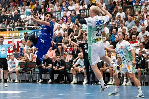 Yonatan Dayan (HBW Balingen Weilstetten, 34) Tor vom Spielmacher, HBW Balingen Weilstetten vs. SC Magdeburg, GER, Opel 1. Handball Bundesliga, Meisterschaft, Spieltag 3, Saison 2026 2027, 06.09.2026, Eibner-Pressefoto Andreas Ulmer HBW Balingen Weilstetten vs. SC Magdeburg, GER, Opel 1. Handball Bundesliga, Meisterschaft, Spieltag 3, Saison 2026 2027, 06.09.2026, Balingen Copyright: xEibner-Pressefoto AndreasxUlmerx EP_AUR