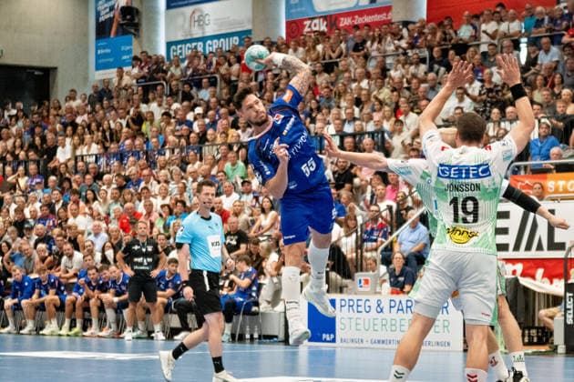 Csaba Leimeter (HBW Balingen Weilstetten, 55), Wurf, HBW Balingen Weilstetten vs. SC Magdeburg, GER, Opel 1. Handball Bundesliga, Meisterschaft, Spieltag 3, Saison 2026 2027, 06.09.2026, Eibner-Pressefoto Andreas Ulmer HBW Balingen Weilstetten vs. SC Magdeburg, GER, Opel 1. Handball Bundesliga, Meisterschaft, Spieltag 3, Saison 2026 2027, 06.09.2026, Balingen Copyright: xEibner-Pressefoto AndreasxUlmerx EP_AUR