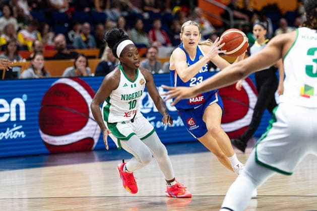 Marine Johannes (Frankreich, 23) im Dribbling, Promise Amukamara (Nigeria, 10), GER, Nigeria vs. Frankreich, Basketball, FIBA Women s World Cup 2026, Gruppenphase, Spieltag 3, 07.09.2026 GER, Nigeria vs. Frankreich, Basketball, FIBA Women s World Cup 2026, Gruppenphase, Spieltag 3, 07.09.2026 Berlin Copyright: xEibner-Pressefoto MaxxVincenx EP_MVN