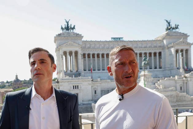 September 8, 2026, Rome, Rome, ITALY: Paul Matiasic, president of Maxima Roma, and Francesco Totti, the club s advisor. press conference, PK, Pressekonferenz for the presentation of the new Roman basketball club, Maxima Roma, Rome, September 8, 2026. Press Conference To Present The New Roman Basketball Club Maxima Roma - ZUMAa289 20260908_zia_a289_227 Copyright: xRiccardoxDexLucax xAgfx