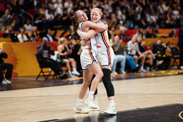 FIBA Women™s Basketball World Cup 2026: Deutschland vs. Südkorea, 08.09.2026 Britta Daub (Deutschland, 19), Emma Eichmeyer (Deutschland, 9) JUBEL, jubelt, feiert, SIEG; Basketball, FIBA Women™s Basketball World Cup 2026, Final Phase, Qualifikation fürs Viertelfinale: Deutschland vs. Südkorea am 08.09.2026 in der Uber Arena, Berlin Copyright: xBEAUTIFULxSPORTS Tonhäuserx