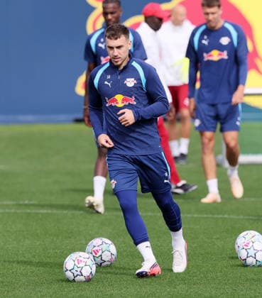 RB Leipzig - Training Champions League MD-1 Leipzig, 09.09.2026, Red Bull Akademie, Fussball, Champions League, Matchday-1, RB Leipzig , Abschlußtraining vor dem Auswärtsspiel in Como , Im Bild: Brajan Gruda . , Nur zur redaktionellen Nutzung. Only editorial use. ,
