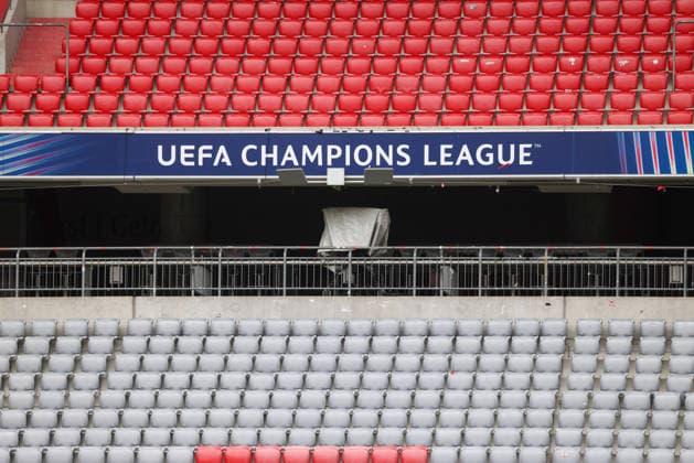 Der UEFA Champions League Schirftzug in der Allianz Arena, Themenfoto, Themenbild, Symbolfoto, Symbolbild, GER, Abschlusstraining und Pressekonferenz, FK Bodo Glimt, Fussball, UEFA Champions League, 1. Spieltag, LigaPhase, Saison 2026 2027, 09.09.2026, GER, Abschlusstraining und Pressekonferenz, FK Bodo Glimt, Fussball, UEFA Champions League, 1. Spieltag, LigaPhase, Saison 2026 2027, 09.09.2026 Muenchen Copyright: xEibner-Pressefoto JennixMaulx EP_JML