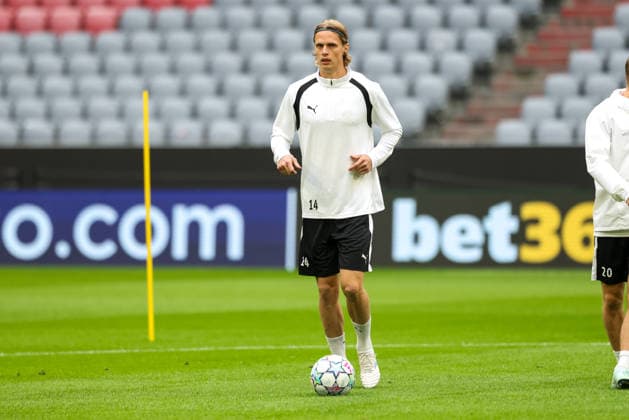Ulrik Saltnes (FK Bodo Glimt, 14) beim Training, GER, Abschlusstraining und Pressekonferenz, FK Bodo Glimt, Fussball, UEFA Champions League, 1. Spieltag, LigaPhase, Saison 2026 2027, 09.09.2026, GER, Abschlusstraining und Pressekonferenz, FK Bodo Glimt, Fussball, UEFA Champions League, 1. Spieltag, LigaPhase, Saison 2026 2027, 09.09.2026 Muenchen Copyright: xEibner-Pressefoto JennixMaulx EP_JML