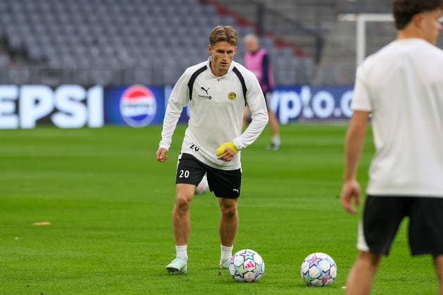 Fredrik Sjoevold (FK Bodo Glimt, 20) beim Training, GER, Abschlusstraining und Pressekonferenz, FK Bodo Glimt, Fussball, UEFA Champions League, 1. Spieltag, LigaPhase, Saison 2026 2027, 09.09.2026, GER, Abschlusstraining und Pressekonferenz, FK Bodo Glimt, Fussball, UEFA Champions League, 1. Spieltag, LigaPhase, Saison 2026 2027, 09.09.2026 Muenchen Copyright: xEibner-Pressefoto JennixMaulx EP_JML