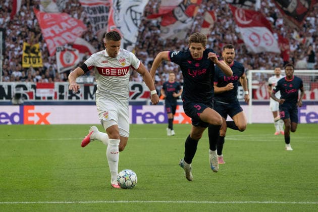 Zweikampf Ermedin Demirovic (VfB Stuttgart, 09), Henrik Heggheim (Viking FK Stavanger, 05), GER, VfB Stuttgart vs. Viking FK Stavanger, Fussball, UEFA Champions League, Spieltag 1, Spielzeit 2026 2027, 09.09.2026, GER, VfB Stuttgart vs. Viking FK Stavanger, Fussball, UEFA Champions League, Spieltag 1, Spielzeit 2026 2027, 09.09.2026, Stuttgart Copyright: xEibner-Pressefoto EdwardxCheungx EP_ECG