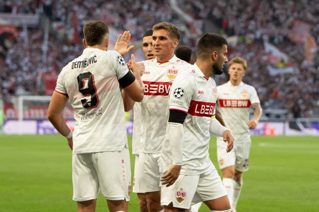 Jubel nach dem 2-1 Fuehrungstreffer durch Ermedin Demirovic (VfB Stuttgart, 09), jubelt mit Chris Führich (VfB Stuttgart, 10), Grischa Prömel (VfB Stuttgart, 21), Deniz Undav (VfB Stuttgart, 26), Grischa Prömel (VfB Stuttgart, 21), GER, VfB Stuttgart vs. Viking FK Stavanger, Fussball, UEFA Champions League, Spieltag 1, Spielzeit 2026 2027, 09.09.2026, GER, VfB Stuttgart vs. Viking FK Stavanger, Fussball, UEFA Champions League, Spieltag 1, Spielzeit 2026 2027, 09.09.2026, Stuttgart Copyright: xEibner-Pressefoto EdwardxCheungx EP_ECG