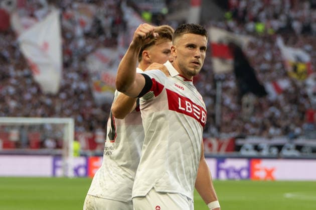 Jubel nach dem 2-1 Fuehrungstreffer durch Ermedin Demirovic (VfB Stuttgart, 09), jubelt mit Chris Führich (VfB Stuttgart, 10), Grischa Prömel (VfB Stuttgart, 21), Deniz Undav (VfB Stuttgart, 26), Grischa Prömel (VfB Stuttgart, 21), GER, VfB Stuttgart vs. Viking FK Stavanger, Fussball, UEFA Champions League, Spieltag 1, Spielzeit 2026 2027, 09.09.2026, GER, VfB Stuttgart vs. Viking FK Stavanger, Fussball, UEFA Champions League, Spieltag 1, Spielzeit 2026 2027, 09.09.2026, Stuttgart Copyright: xEibner-Pressefoto EdwardxCheungx EP_ECG