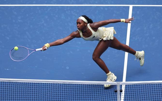 Coco Gauff of USA in action 2026 US Open, Day Eleven, USTA Billie Jean King National Tennis Center, New York, USA - 09 Sep 2026New York USTA Billie Jean King National T New York (NY) United States of America EDITORIAL USE ONLY No use with unauthorised audio, video, data, fixture lists, club league logos or live services. Online in-match use limited to 120 images, no video emulation. No use in betting, games or single club league player publications. Copyright: xEllaxLing Shutterstockx 17140159m