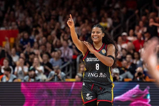 Nyara Sabally (Deutschland, 08) jubelt Jubel, GER, Belgien vs. Deutschland, Basketball, FIBA Women s World Cup 2026, Viertelfinale, 10.09.2026 GER, Belgien vs. Deutschland, Basketball, FIBA Women s World Cup 2026, Viertelfinale, 10.09.2026 Berlin Copyright: xEibner-Pressefoto MaxxVincenx EP_MVN