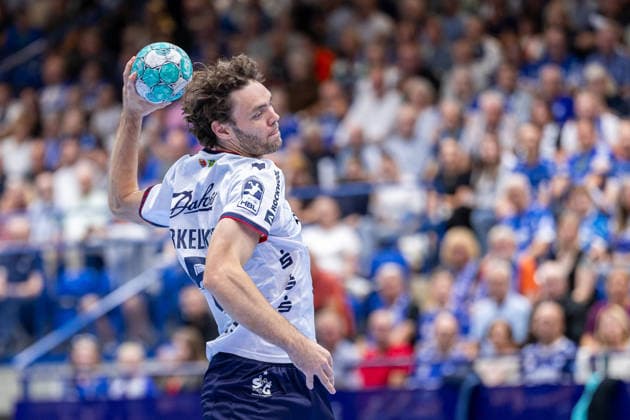Niclas Kirkelokke (SG Flensburg-Handewitt, 05) im Torwurf GER, TBV Lemgo Lippe vs. SG Flensburg-Handewitt, Handball, 1. Bundesliga, 4. Spieltag, Spielzeit 2026 2027, 10.09.2026 GER, TBV Lemgo Lippe vs. SG Flensburg-Handewitt, Handball, 1. Bundesliga, 4. Spieltag, Spielzeit 2026 2027, 10.09.2026 Lemgo Copyright: xEibner-Pressefoto JanxRollingerx EP_JSK