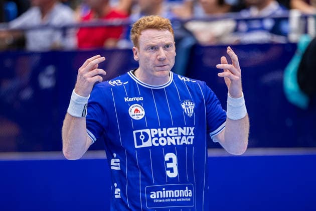 Nicolai Theilinger (TBV Lemgo Lippe, 03) reagiert GER, TBV Lemgo Lippe vs. SG Flensburg-Handewitt, Handball, 1. Bundesliga, 4. Spieltag, Spielzeit 2026 2027, 10.09.2026 GER, TBV Lemgo Lippe vs. SG Flensburg-Handewitt, Handball, 1. Bundesliga, 4. Spieltag, Spielzeit 2026 2027, 10.09.2026 Lemgo Copyright: xEibner-Pressefoto JanxRollingerx EP_JSK