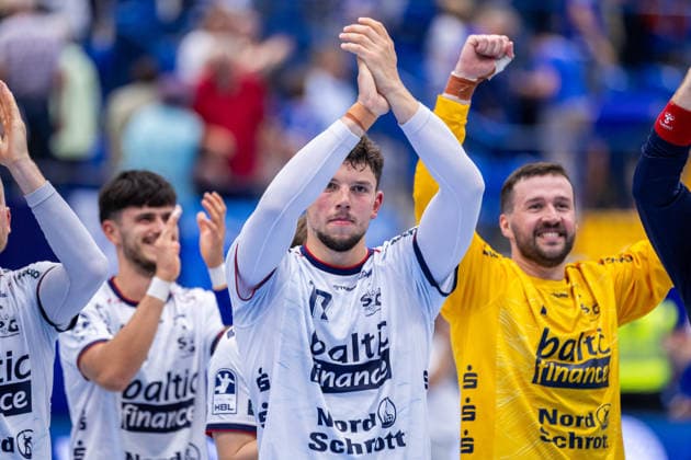 Marko Grgic (SG Flensburg-Handewitt, 17) jubelt nach dem 30:39 Sieg GER, TBV Lemgo Lippe vs. SG Flensburg-Handewitt, Handball, 1. Bundesliga, 4. Spieltag, Spielzeit 2026 2027, 10.09.2026 GER, TBV Lemgo Lippe vs. SG Flensburg-Handewitt, Handball, 1. Bundesliga, 4. Spieltag, Spielzeit 2026 2027, 10.09.2026 Lemgo Copyright: xEibner-Pressefoto JanxRollingerx EP_JSK