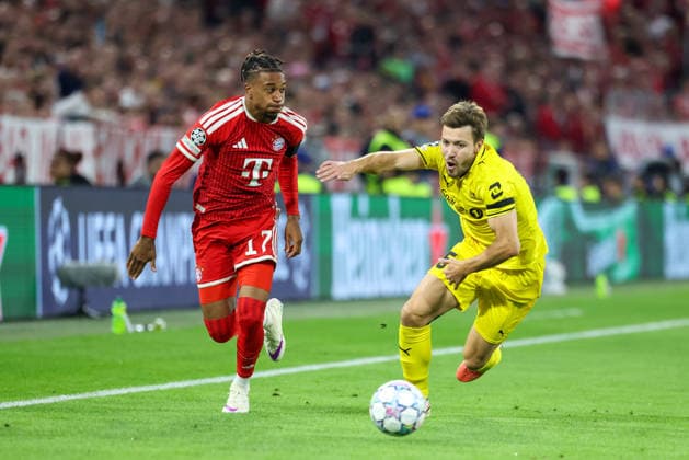 Zweikampf, Michael Olise (FC Bayern Muenchen, 17) mit Fredrik Bjoerkan (FK Bodo Glimt, 15), GER, FC Bayern Muenchen vs. FK Bodo Glimt, Fussball, UEFA Champions League, Liga-Phase, 1. Spieltag, Saison 2026 2027, 10.09.2026, GER, FC Bayern Muenchen vs. FK Bodo Glimt, Fussball, UEFA Champions League, Liga-Phase, 1. Spieltag, Saison 2026 2027, 10.09.2026 Muenchen Copyright: xEibner-Pressefoto JennixMaulx EP_JML