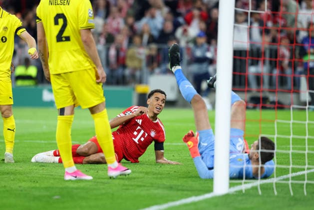 Jamal Musiala (FC Bayern Muenchen, 10) am Boden, GER, FC Bayern Muenchen vs. FK Bodo Glimt, Fussball, UEFA Champions League, Liga-Phase, 1. Spieltag, Saison 2026 2027, 10.09.2026, GER, FC Bayern Muenchen vs. FK Bodo Glimt, Fussball, UEFA Champions League, Liga-Phase, 1. Spieltag, Saison 2026 2027, 10.09.2026 Muenchen Copyright: xEibner-Pressefoto JennixMaulx EP_JML